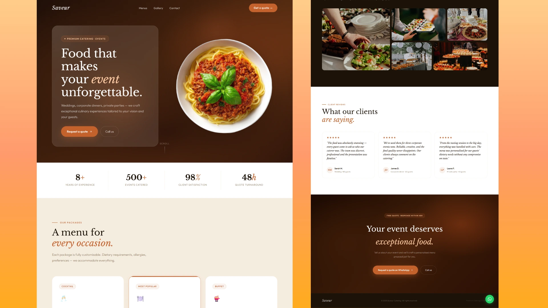 Landing page traiteur Saveur